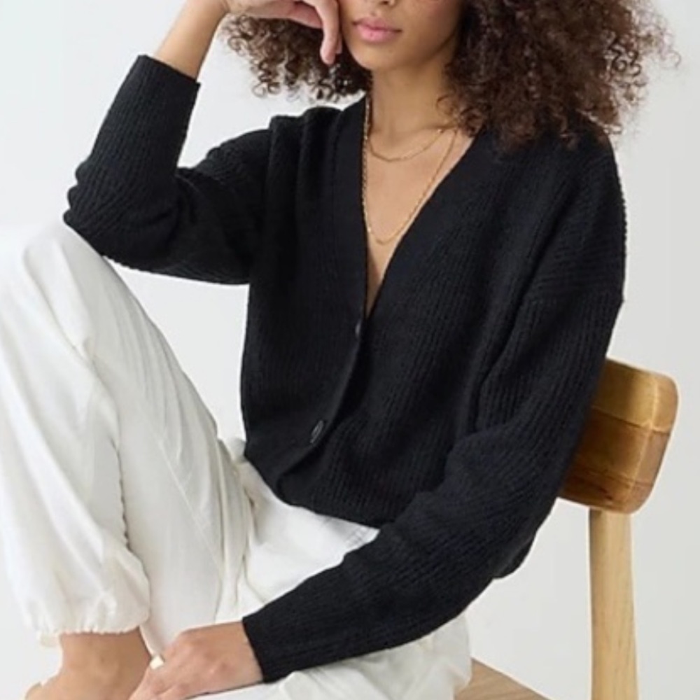 J. Crew Black Alpaca Blend Cardigan Sweater Xxs